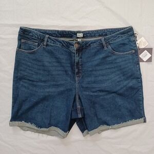 Ava Viv Jean Shorts 4X 30W Plus‎ Size 9" Inseam Cuffed Dark Wash New Casual